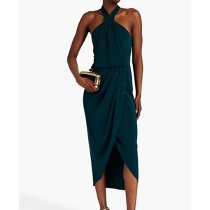 SHONA JOY
Draped satin halterneck midi dress
Size 8 USA
Seaweed color